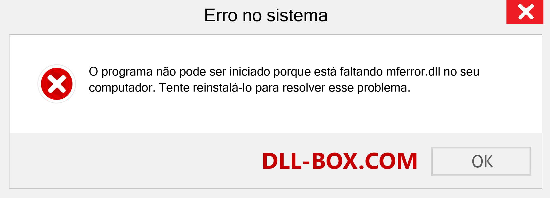 Arquivo mferror.dll ausente ?. Download para Windows 7, 8, 10 - Correção de erro ausente mferror dll no Windows, fotos, imagens